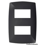 Placa para 2 Módulos Separados Horizontal 4x2 Com Suporte - (HOME PRETO GRAFITE)